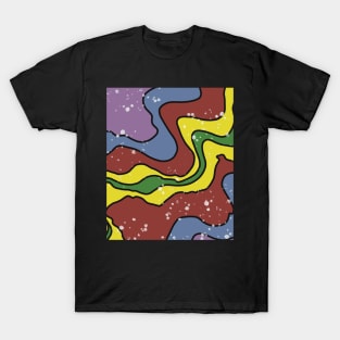 Rich Earthy Abstract Retro Liquid Swirls T-Shirt